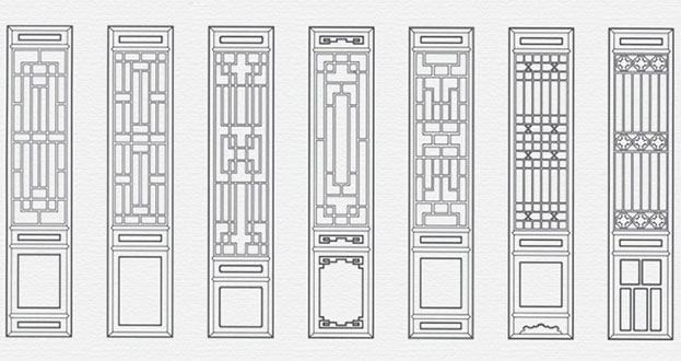 东平常用中式仿古花窗图案隔断设计图